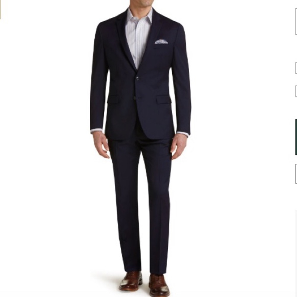 Jos A. Bank Dark Blue Micro Stripe Slim Suit